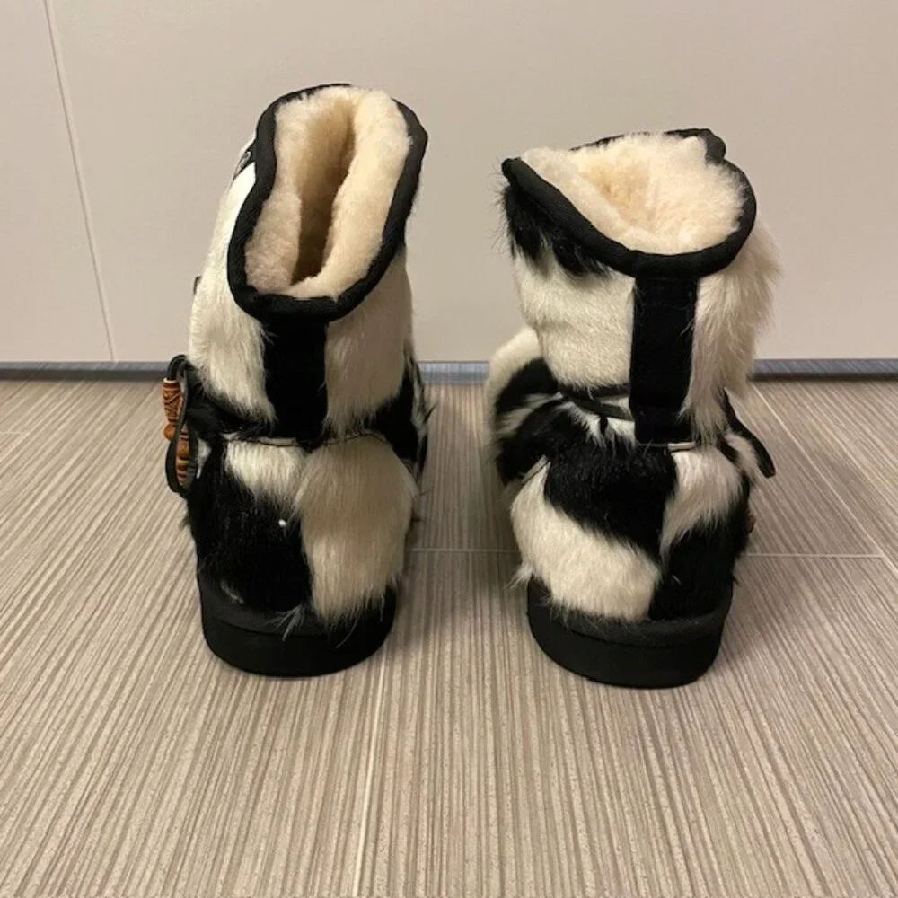 NEW AU&MU Sheepskin Fur Fuzzy Winter Snow Boots Women's Size 11